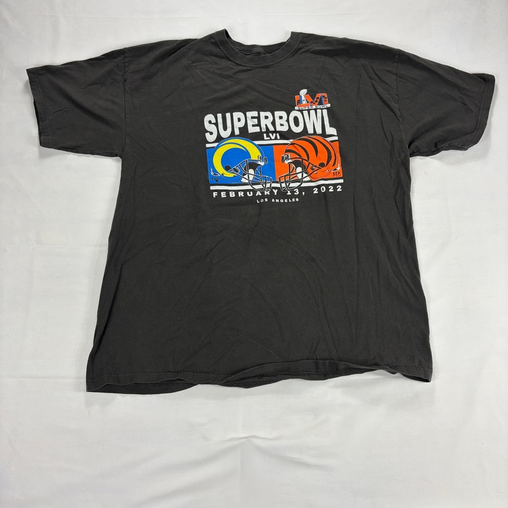 Super Bowl LVI Rams vs Bengals Graphic T-Shirt 2X Black 2022 The Duck Company‎